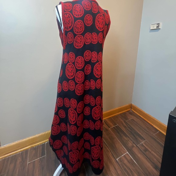 CATY LESCA LONG VEST RED SIZE 2 - Picture 3 of 10